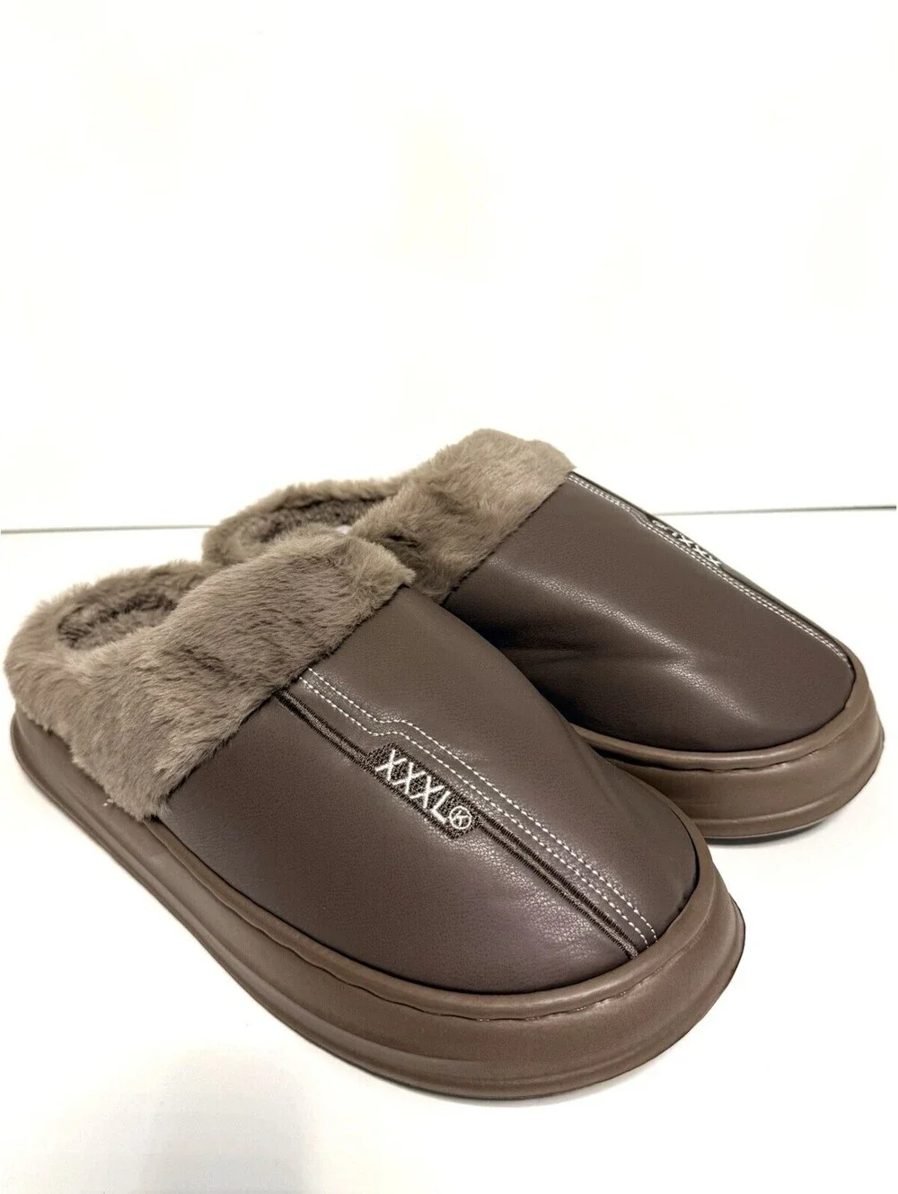 New Warm House Slippers Brown Faux Fur Indoor Shoes Men’s US 10.5-11